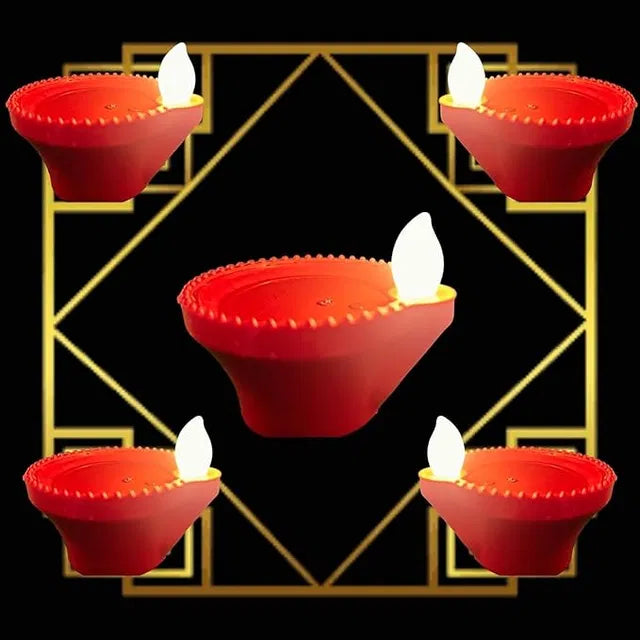 Water Sensor LED Light Diya, Flameless & Smokeless Warm Ambient Eco-Friendly LED Diya Light Candles for Diwali, New Year, Home, Temple Decoration (12, Classic)